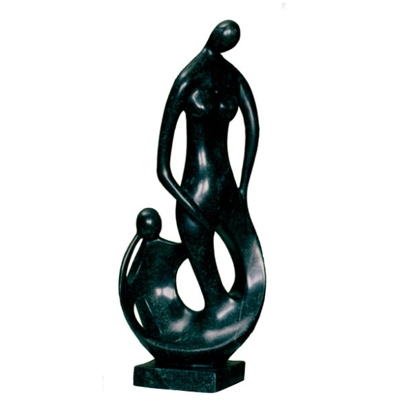 Black Marble Mother & Child Abstract Sculpture / Garden Sculpture / HCAF-042