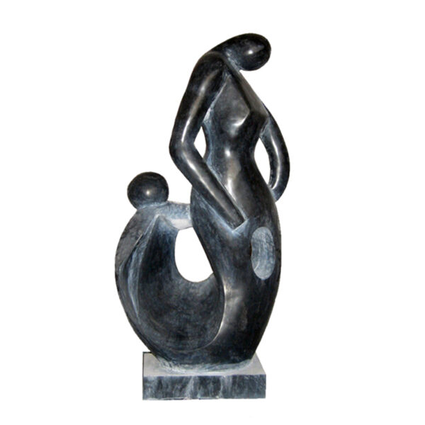 Black Marble Abstract Mother & Child Sculpture / HCAF-049