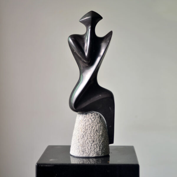 Black Marble Abstract Female Figure Sculpture For Sale HCA-1905