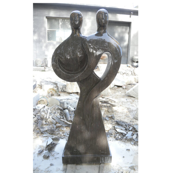 Black Marble Abstract Couple Lover Sculpture For Sale HCAF-113